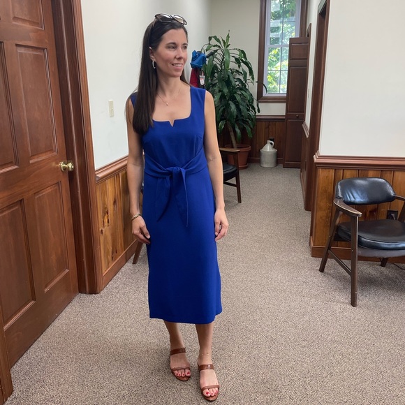 Cobalt Blue Adrianna Papell Midi Dress - Picture 4 of 11